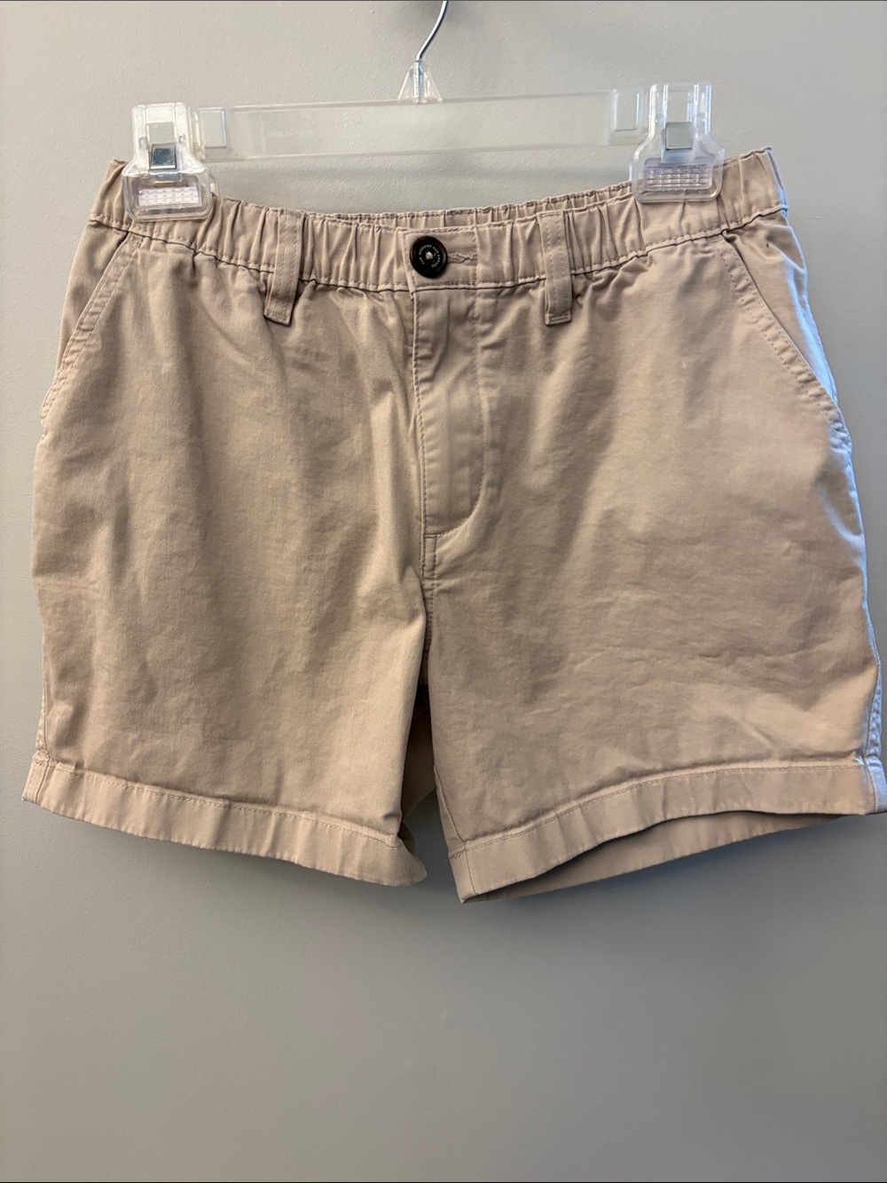Men’s Size S Chubbies Casual Elastic-Waist Chino Shorts — Tan